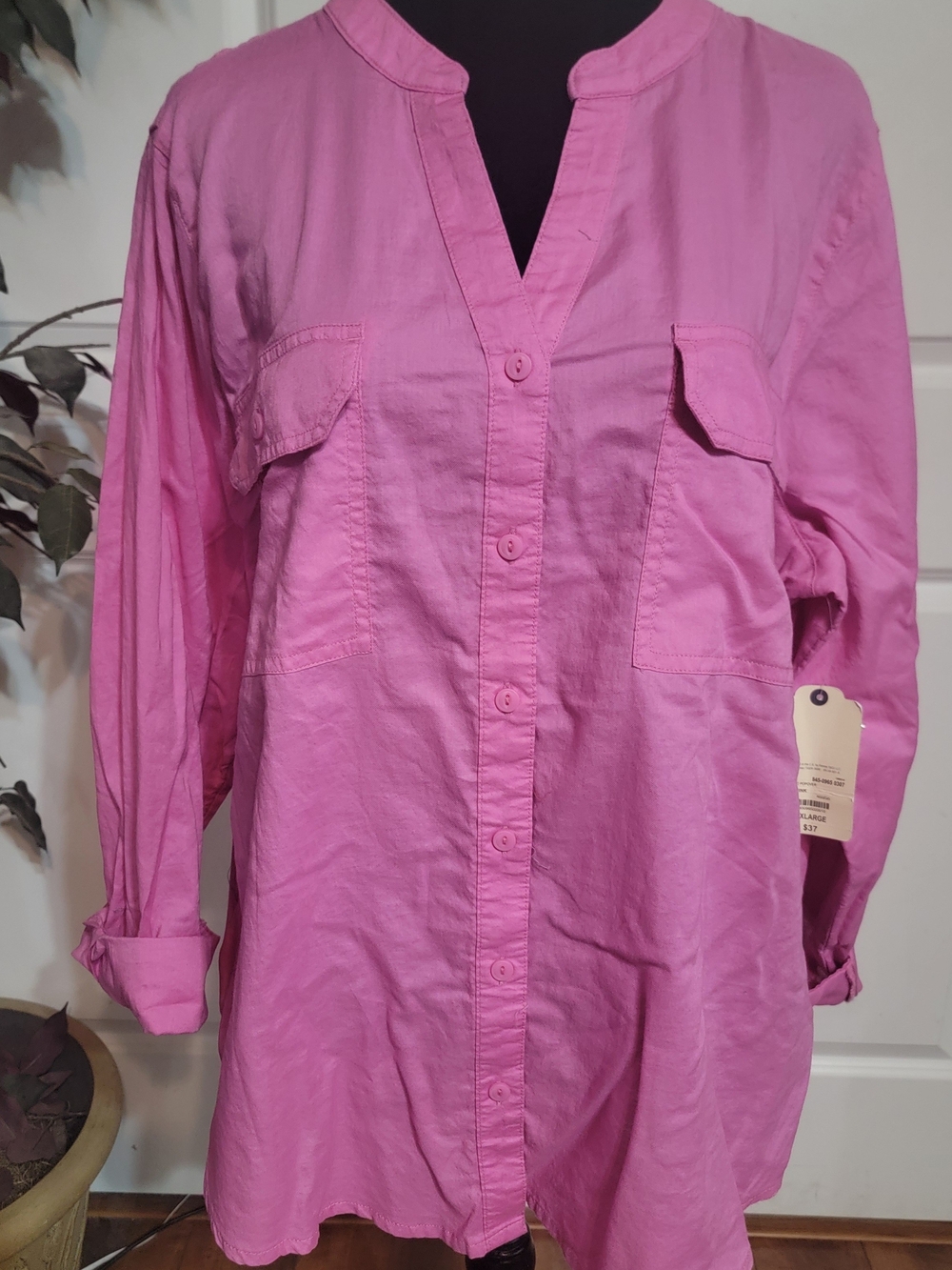 St. John's Bay Pink Long-Sleeve Button-Down Shirt